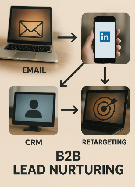B2B lead generation diagram showing how multi-channel nurturing prevents cold leads